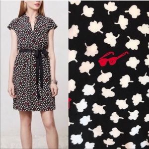 ✨SALE✨Anthro Maeve Black Shirtdress w Retro Print